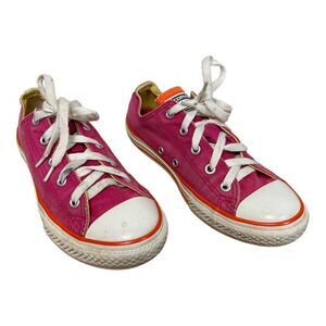 Converse All Star Pink Orange Size 3 Low Top Sneakers Lace Up Youth Junior Shoes